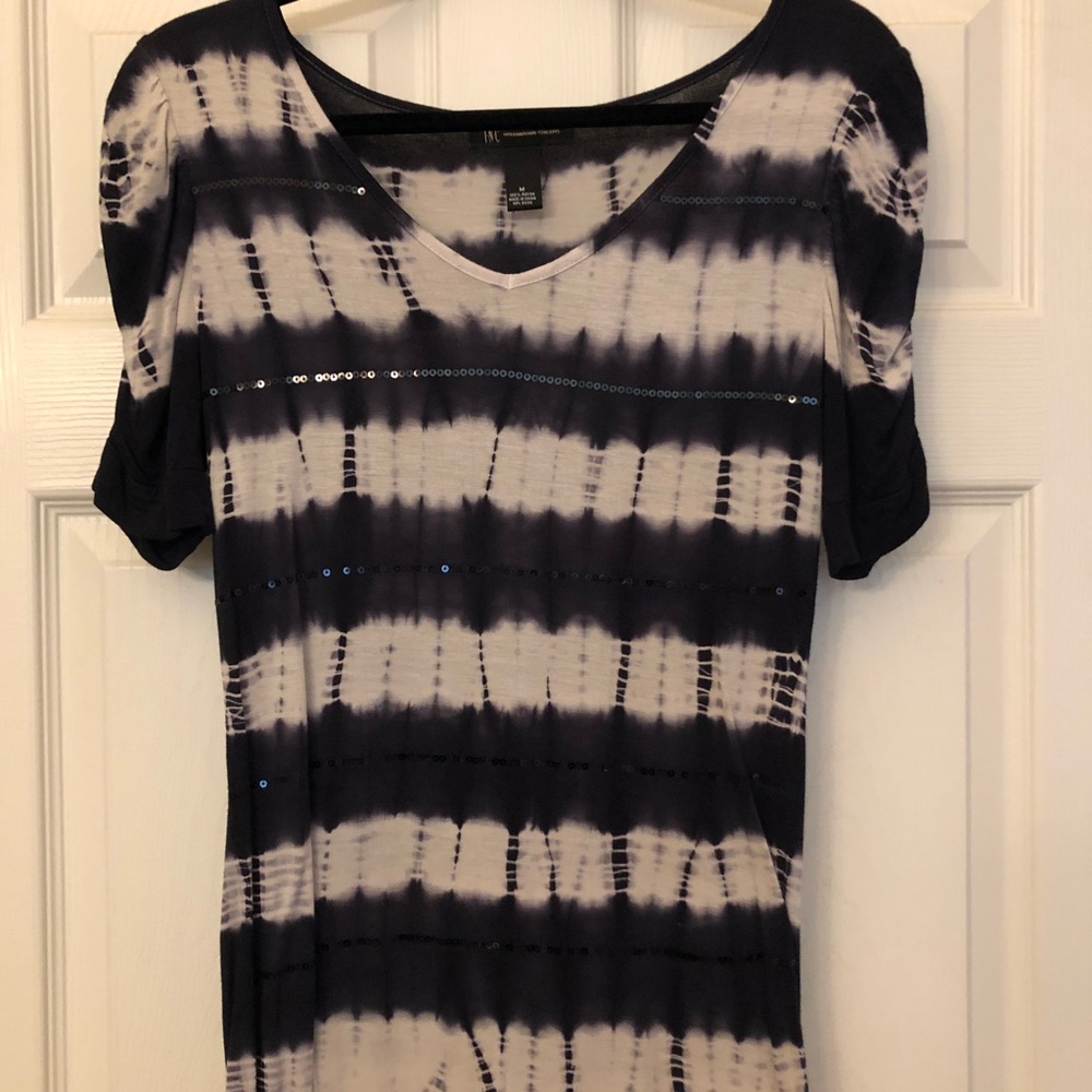 Navy and ombre striped shirt